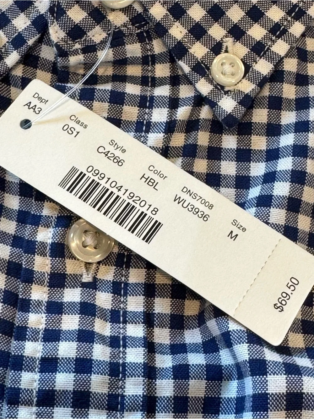 NWT J.Crew Slim Oxford Cloth Gingham Button Down Shirt Blue White Medium Classic